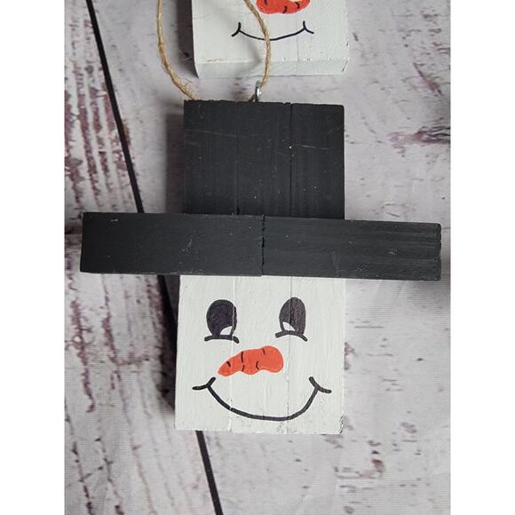 Handmade Lot 4 Wooden Handpainted Snowman Ornaments New Lot 1 - Picture 2 of 7